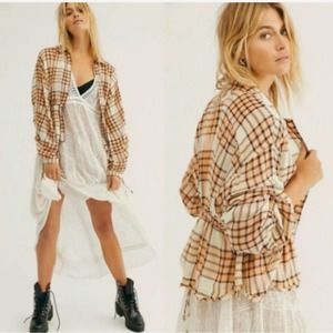 NWT Free People Pacific Dawn Plaid Shirt Medium